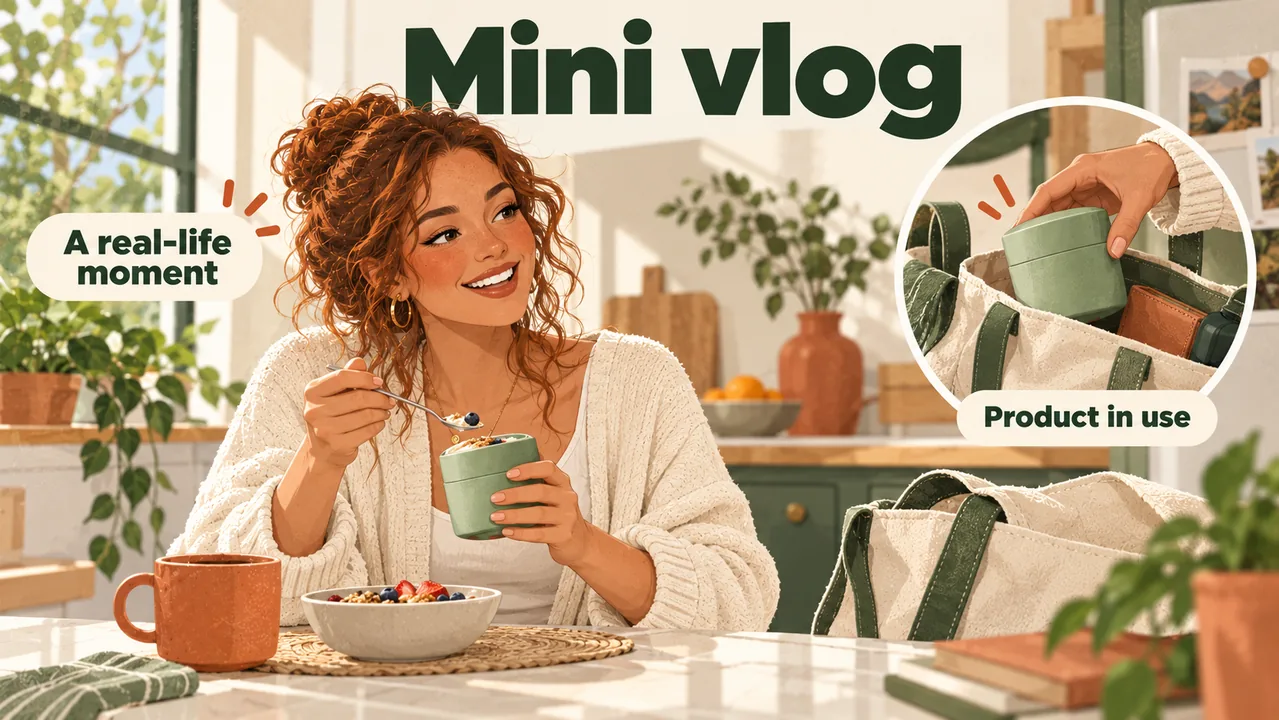 A creator uses a product naturally during a day at home.